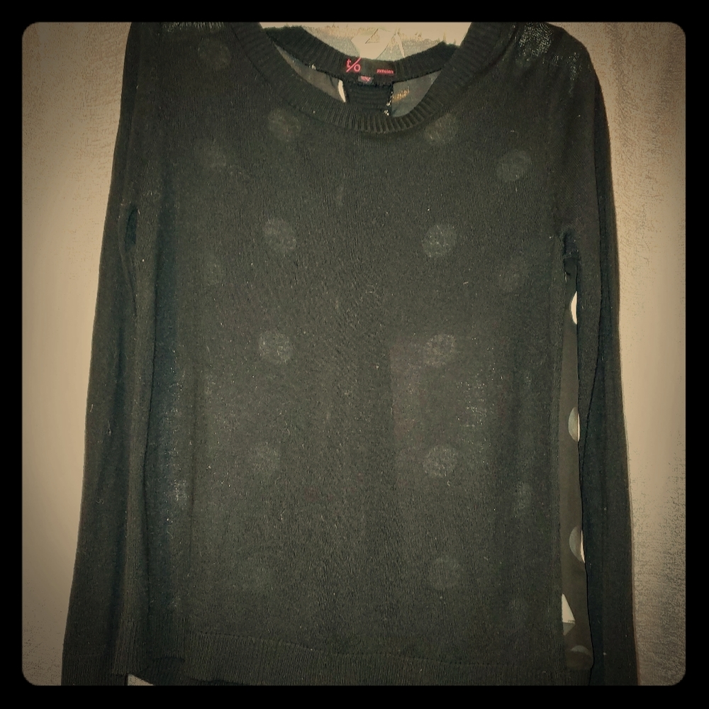 Hidden polkadot sheer back sweater